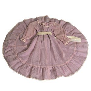 Vintage Prairie Cottage Circle Dress Girls 6-7 70s Hand Made Organza Swiss Dot